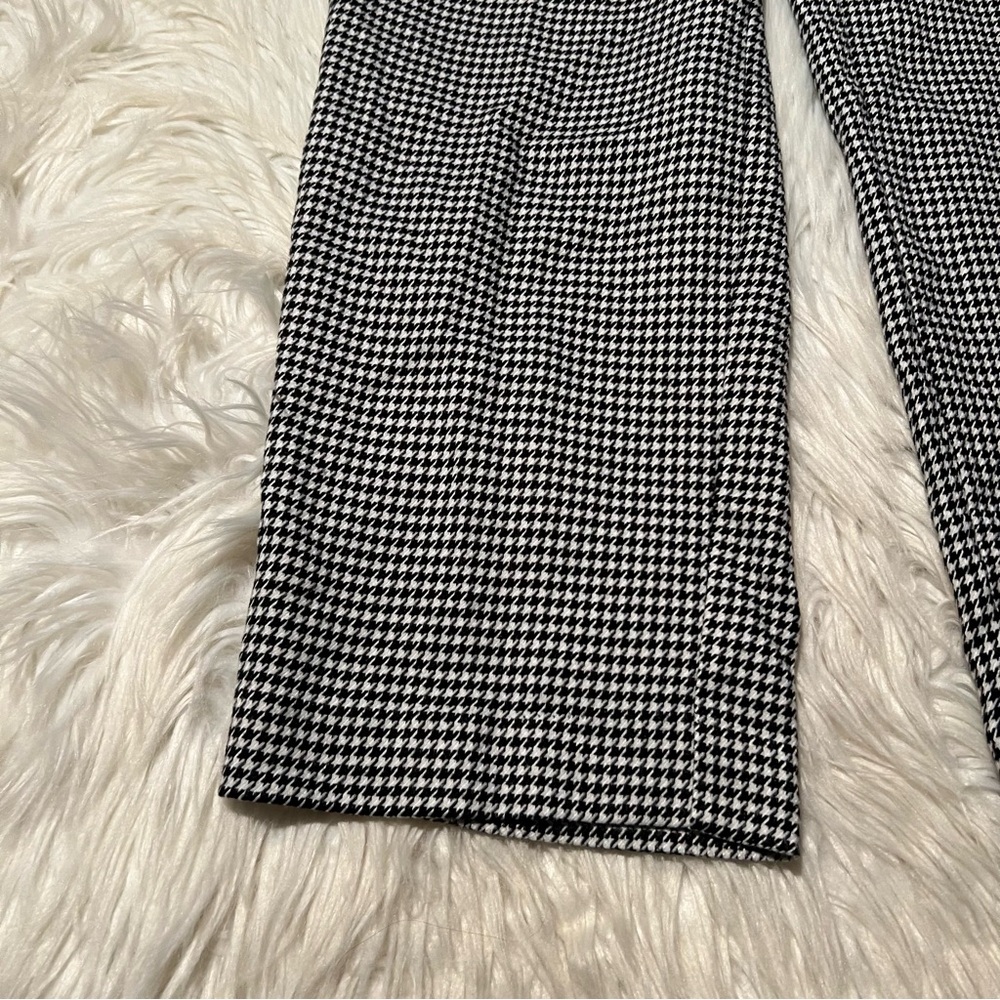 Zara Basic Cropped Houndstooth Trousers White Bla… - image 6